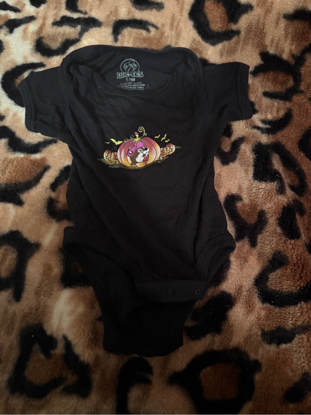 Buggies Black Infant Pumpkin Graphic One-Piece Bodysuit